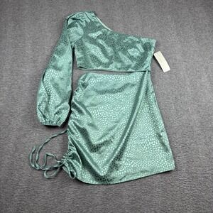 Lizard Thicket X Tribe Sage Green Satin Women's S One Shoulder Skirt 5094-15